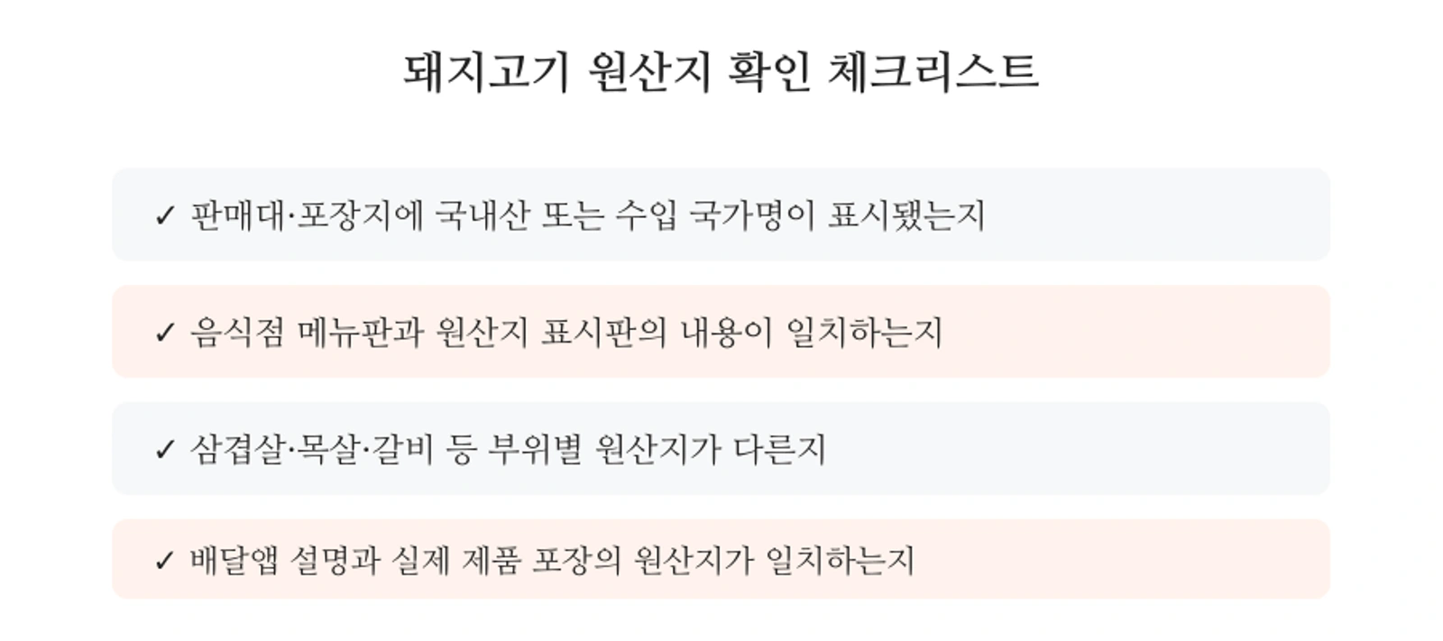 돼지고기 구매 시 확인해야 할 원산지 표시 항목