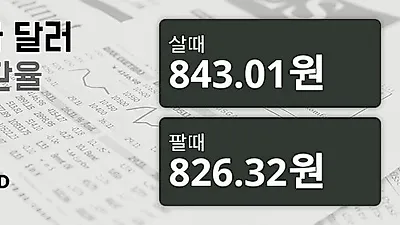20일 캐나다 달러 살때 843.01원, 팔때 826.32원 ▼-0.57%감소