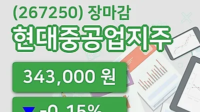 국내주식마감현대중공업지주 19일 343,000원 장종료...