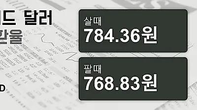 22일 뉴질랜드 달러 살때 784.36원, 팔때 768.83원 ▼-0.4%감소