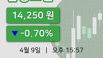 국내주식마감남광토건 9일 14,250원 마감