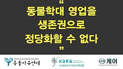 카라·케어·동물 자유연대, 동물학대 영업으로 생존권 정당화 안돼