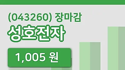 주식마감성호전자 16일 1,005원 장 마쳐
