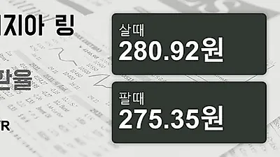 말레이시아 5일 링기트 살때 280.92원, 팔때 275.35원 ▼-0.03%감소