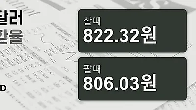 17일 호주 달러 살때 822.32원, 팔때 806.03원 ▼-0.6%감소