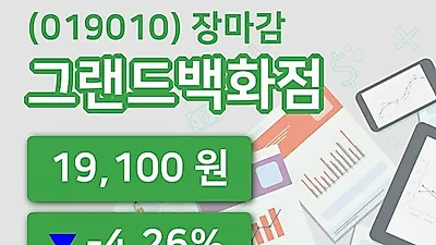 주식마감그랜드백화점 5일 19,100원 장 마쳐...