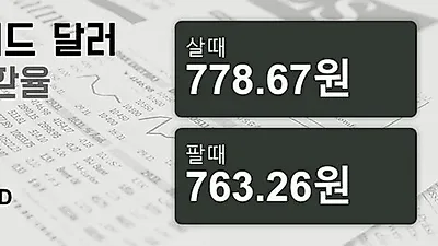 29일 뉴질랜드 달러 살때 778.67원, 팔때 763.26원 ▼-0.1%감소