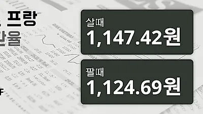 11일 스위스프랑 살때 1,147.42원, 팔때 1,124.69원 ▲0.57%상승