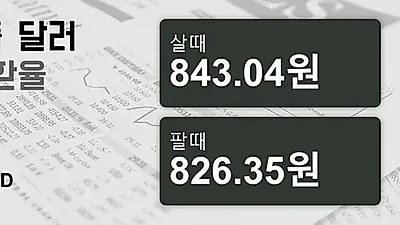 22일 싱가폴 달러 살때 843.04원, 팔때 826.35원 ▼-0.6%감소