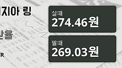 말레이시아 29일 링기트 살때 274.46원, 팔때 269.03원 ▼-0.37%감소