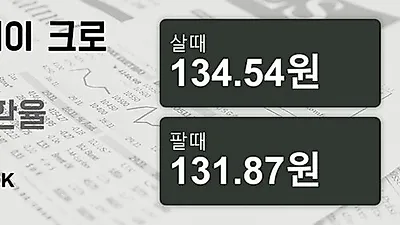 22일 노르웨이 크로네 살때 134.54원, 팔때 131.87원 ▲0.08%상승