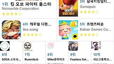 [5월 11일 앱순위]애플 앱스토어, 플레이스토어 순위