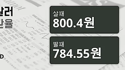 26일 호주 달러 살때 800.4원, 팔때 784.55원 ▲0.14%상승