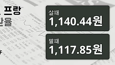 19일 스위스프랑 살때 1,140.44원, 팔때 1,117.85원 ▲0.59%상승