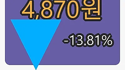 5일 제닉마감가 4,870원, 전일비 -13.81퍼센트 변동..