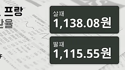 21일 스위스프랑 살때 1,138.08원, 팔때 1,115.55원 ▼-0.1%감소