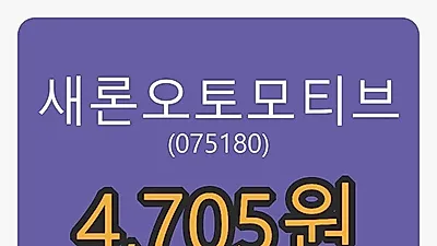 새론오토모티브마감가 4,705원, 전일대비 -4.37%등락..