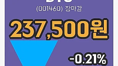 주식마감BYC 14일 237,500원 장종료