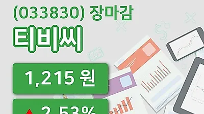 주식마감티비씨 20일 1,215원 장종료...