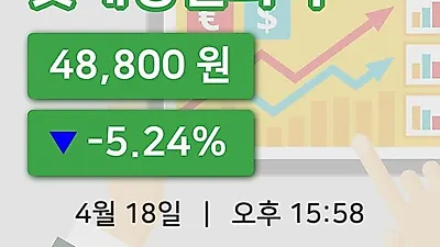 주식마감롯데정밀화학 18일 48,800원 장 마쳐...