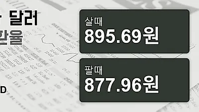 20일 캐나다 달러 살때 895.69원, 팔때 877.96원 ▲0.11%상승