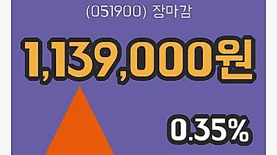 국내주식마감LG생활건강 22일 1,139,000원 장종료그래프종합분석