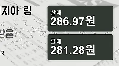 말레이시아 3일 링기트 살때 286.97원, 팔때 281.28원 ▲0.09%상승