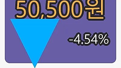 5일 케이엠더블유마감가 50,500원, 전일비 -4.54퍼센트 변동..