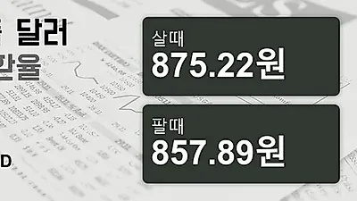 22일 싱가폴 달러 살때 875.22원, 팔때 857.89원 ▼-0.04%감소