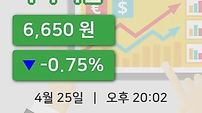 국내주식마감이라이콤 25일 6,650원 장종료