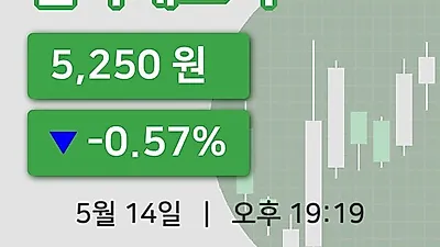 주식마감신라에스지 14일 5,250원 장종료...