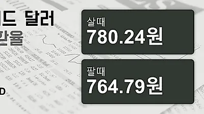 30일 뉴질랜드 달러 살때 780.24원, 팔때 764.79원 ▼-0.01%감소
