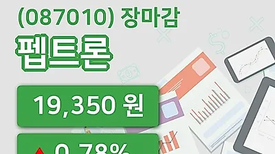 국내주식마감펩트론 14일 19,350원 장 마쳐...