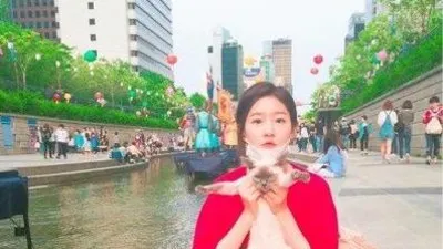 김새론 반려묘 찰떡, 일상 나들이 '상큼 발랄'