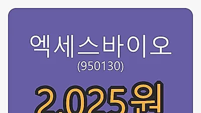 엑세스바이오 27일 마감가 2,025원, 전일비 1.25퍼센트등락..