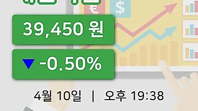 국내주식마감대한약품 10일 39,450원 마감