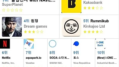 [7월 17일 앱차트]애플, 구글 플레이스토어 어플순위
