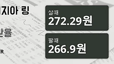 말레이시아 16일 링기트 살때 272.29원, 팔때 266.9원 ▼-0.44%감소