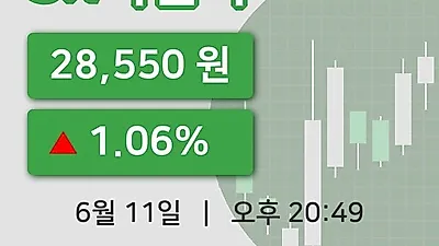 주식마감SK디앤디 11일 28,550원 마감그래프분석