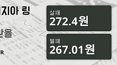 말레이시아 22일 링기트 살때 272.4원, 팔때 267.01원 ▲0.22%상승