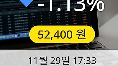 솔브레인 29일 52,400원 장종료