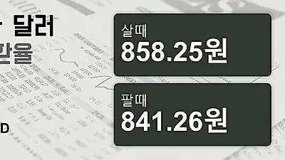 22일 캐나다 달러 살때 858.25원, 팔때 841.26원 ▲0.06%상승