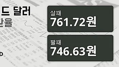 4일 뉴질랜드 달러 살때 761.72원, 팔때 746.63원 ▲1.88%상승