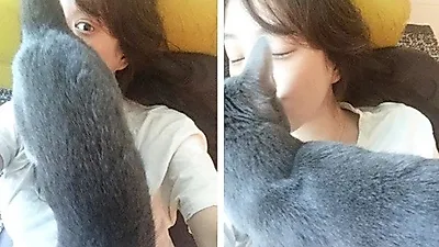 정려원, 반려묘와 사랑스러운 입맞춤 "집사의 일상"
