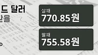 23일 뉴질랜드 달러 살때 770.85원, 팔때 755.58원 ▲0.66%상승