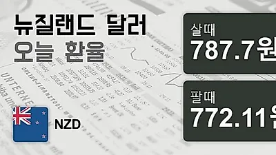 19일 뉴질랜드 달러 살때 787.7원, 팔때 772.11원 ▼-0.03%감소