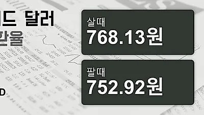16일 뉴질랜드 달러 살때 768.13원, 팔때 752.92원 ▼-0.64%감소