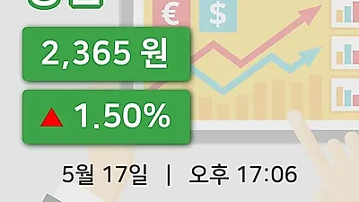 주식마감방림 17일 2,365원 장종료