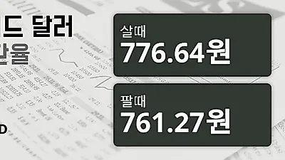 23일 뉴질랜드 달러 살때 776.64원, 팔때 761.27원 ▼-0.42%감소
