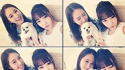 그룹 소녀시대 멤버 유리와 티파니, 유리의 애견 하니와 함께 셀카..